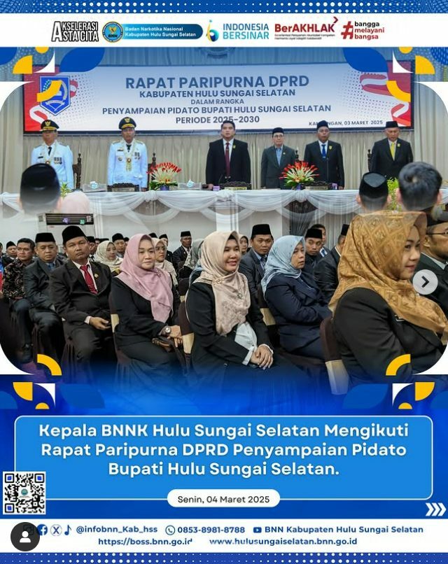 Kepala BNNK Hulu Sungai Selatan menghadiri Rapat Paripurna DPRD Kabupaten Hulu Sungai Selatan Kepala BNNK Hulu Sungai Selatan menghadiri Rapat Paripurna DPRD Kabupaten Hulu Sungai Selatan