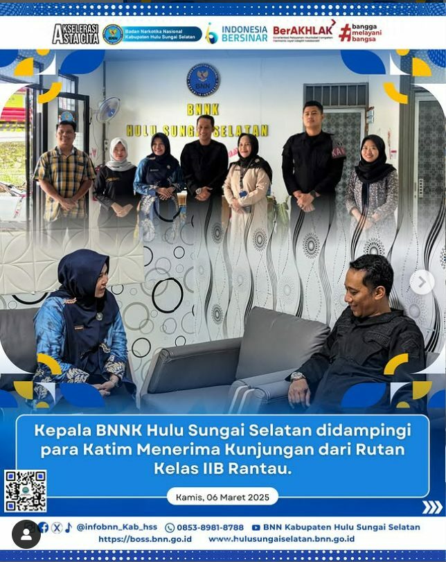 BNN Kabupaten Hulu Sungai Selatan menerima kunjungan dari Rutan Kelas IIB Rantau BNN Kabupaten Hulu Sungai Selatan menerima kunjungan dari Rutan Kelas IIB Rantau