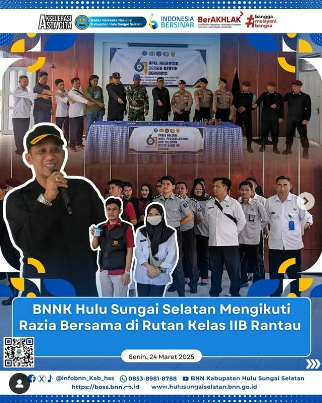 BNNK Hulu Sungai Selatan mengikuti Razia Bersama di Rutan Kelas II B Rantau Konsep Otomatis