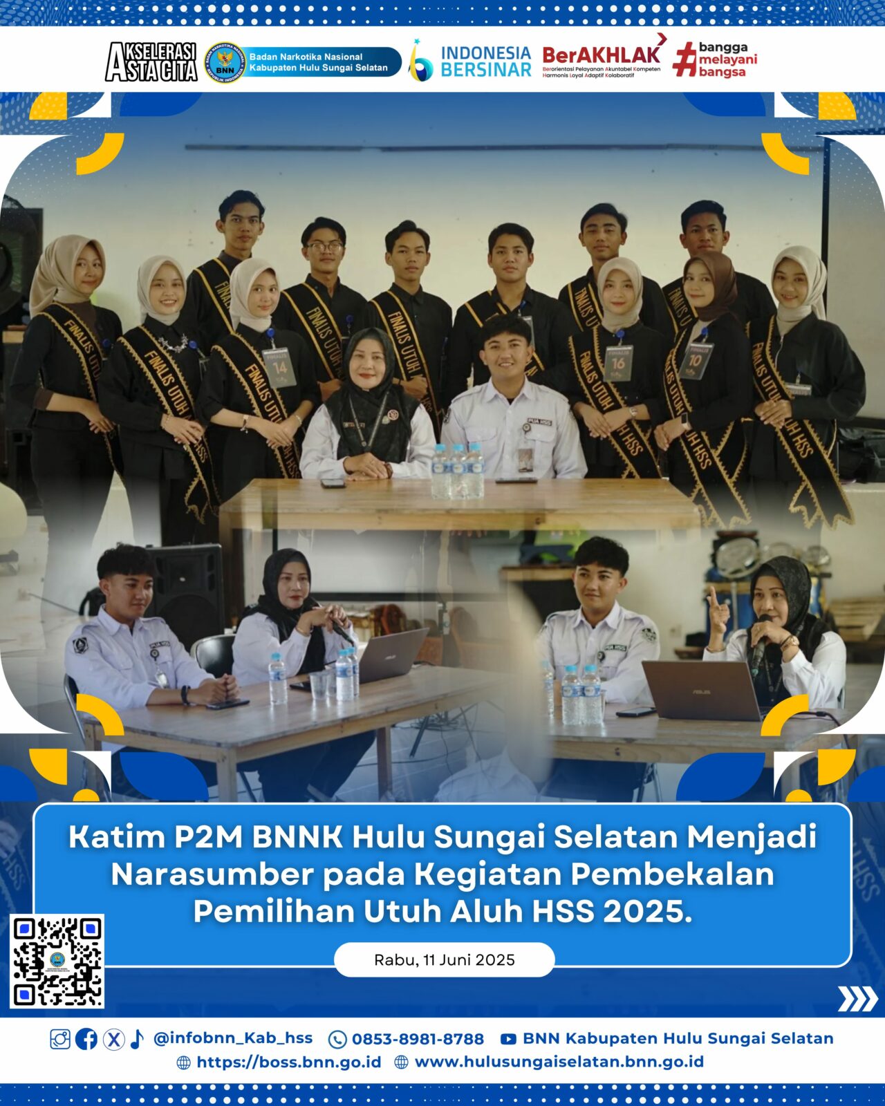 Katim P2M BNNK Hulu Sungai Selatan Menjadi Narasumber pada Kegiatan Pembekalan Pemilihan Utuh Aluh HSS 2025. Katim P2M BNNK Hulu Sungai Selatan Menjadi Narasumber pada Kegiatan Pembekalan Pemilihan Utuh Aluh HSS 2025.
