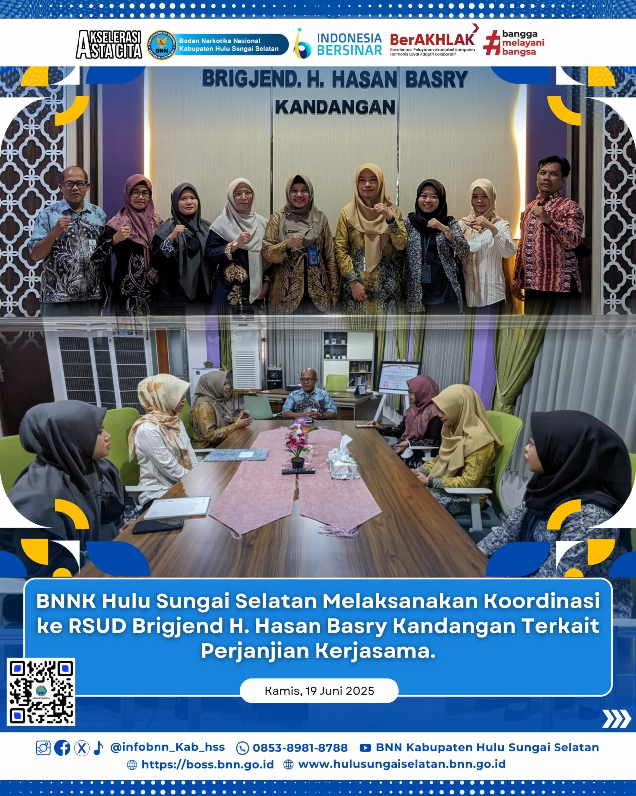 BNNK Hulu Sungai Selatan Melaksanakan Koordinasi ke RSUD Brigjend H. Hasan Basry Kandangan, Terkait PKS. BNNK Hulu Sungai Selatan Melaksanakan Koordinasi ke RSUD Brigjend H. Hasan Basry Kandangan, Terkait PKS.